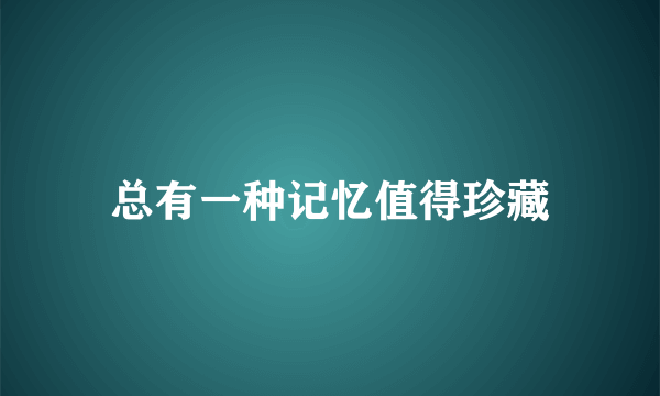 总有一种记忆值得珍藏