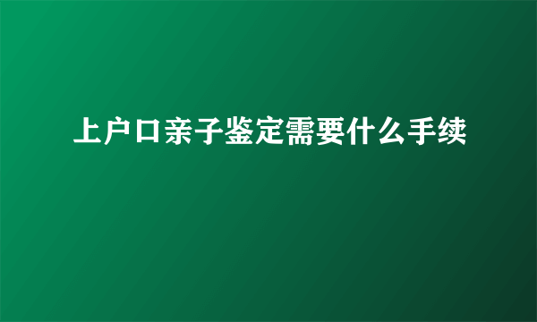 上户口亲子鉴定需要什么手续