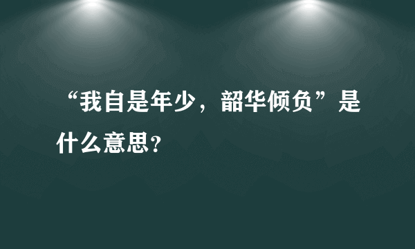 “我自是年少，韶华倾负”是什么意思？