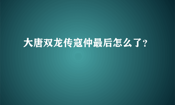 大唐双龙传寇仲最后怎么了？