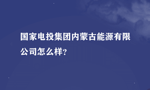 国家电投集团内蒙古能源有限公司怎么样？