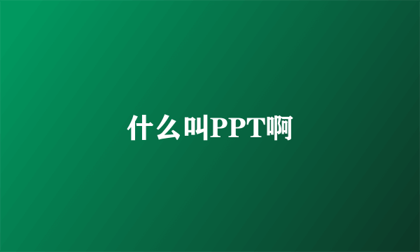 什么叫PPT啊