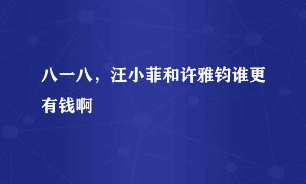 八一八，汪小菲和许雅钧谁更有钱啊