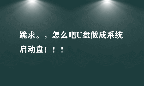 跪求。。怎么吧U盘做成系统启动盘！！！