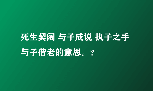 死生契阔 与子成说 执子之手 与子偕老的意思。？