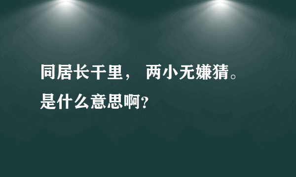 同居长干里， 两小无嫌猜。是什么意思啊？