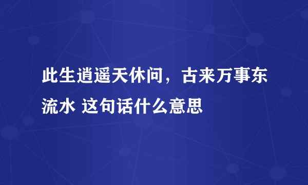 此生逍遥天休问，古来万事东流水 这句话什么意思