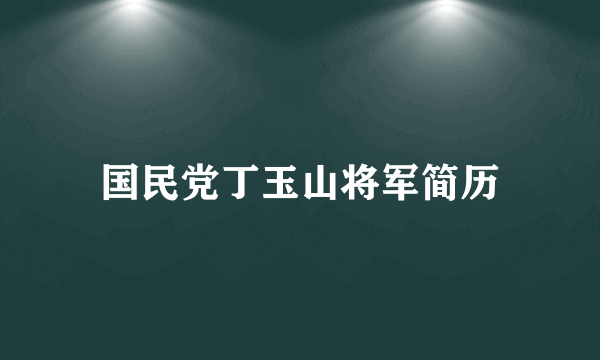 国民党丁玉山将军简历