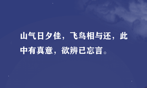 山气日夕佳，飞鸟相与还，此中有真意，欲辨已忘言。