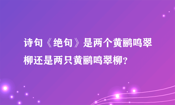 诗句《绝句》是两个黄鹂鸣翠柳还是两只黄鹂鸣翠柳？