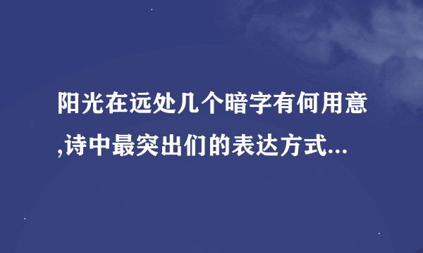 阳光在远处几个暗字有何用意,诗中最突出们的表达方式是什么，请简要分析