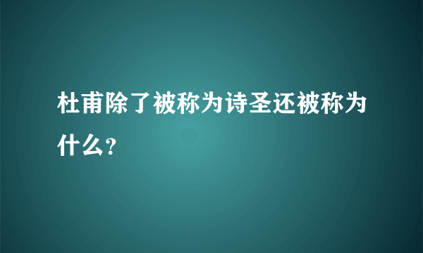 杜甫除了被称为诗圣还被称为什么？