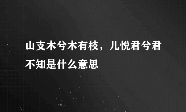 山支木兮木有枝，儿悦君兮君不知是什么意思