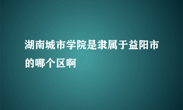 湖南城市学院是隶属于益阳市的哪个区啊