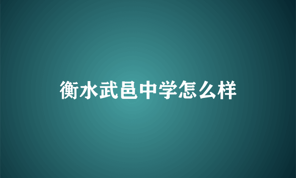 衡水武邑中学怎么样