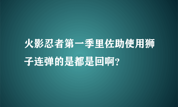 火影忍者第一季里佐助使用狮子连弹的是都是回啊？