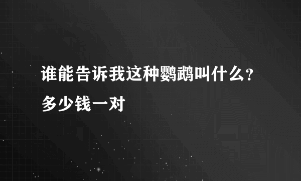 谁能告诉我这种鹦鹉叫什么？多少钱一对