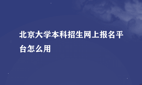 北京大学本科招生网上报名平台怎么用