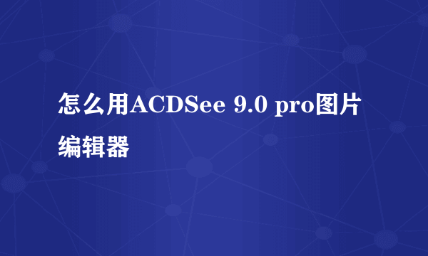 怎么用ACDSee 9.0 pro图片编辑器