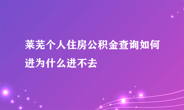 莱芜个人住房公积金查询如何进为什么进不去