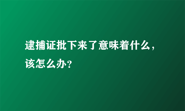 逮捕证批下来了意味着什么，该怎么办？