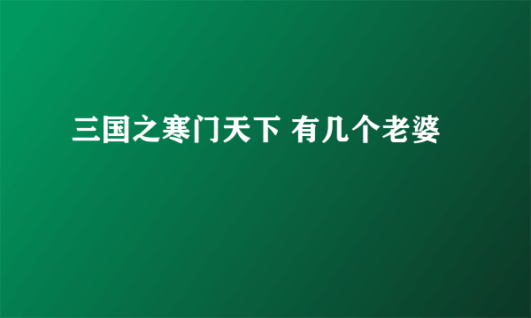 三国之寒门天下 有几个老婆