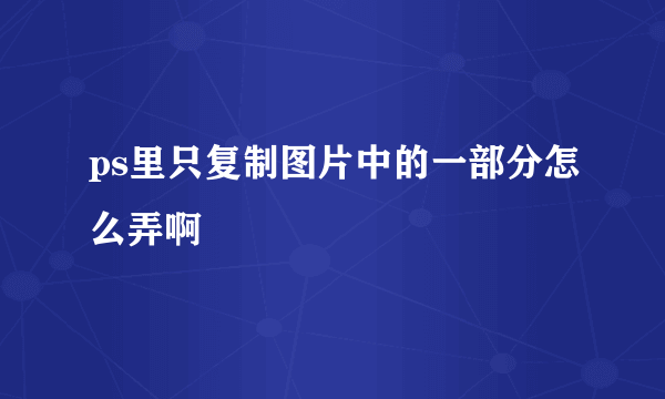 ps里只复制图片中的一部分怎么弄啊