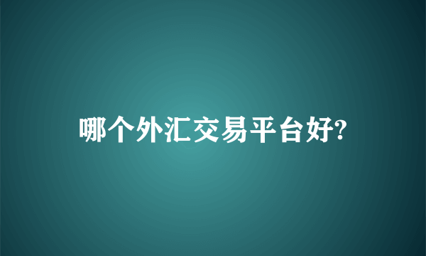 哪个外汇交易平台好?