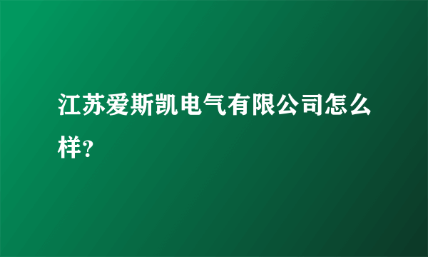 江苏爱斯凯电气有限公司怎么样？